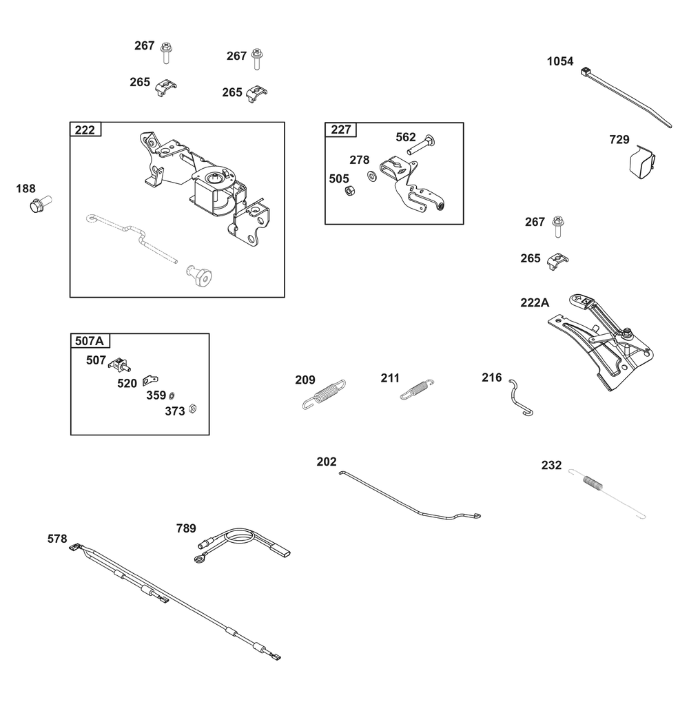 Controls Group Diagram and Parts List for 385447-0344-G1 200000 - 399999 Briggs and Stratton Engine